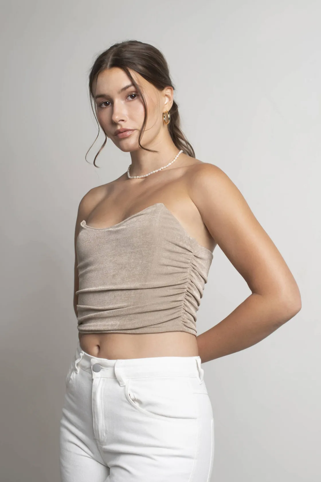 Tobi Good Girl Bad Girl Corset Top - Mocha