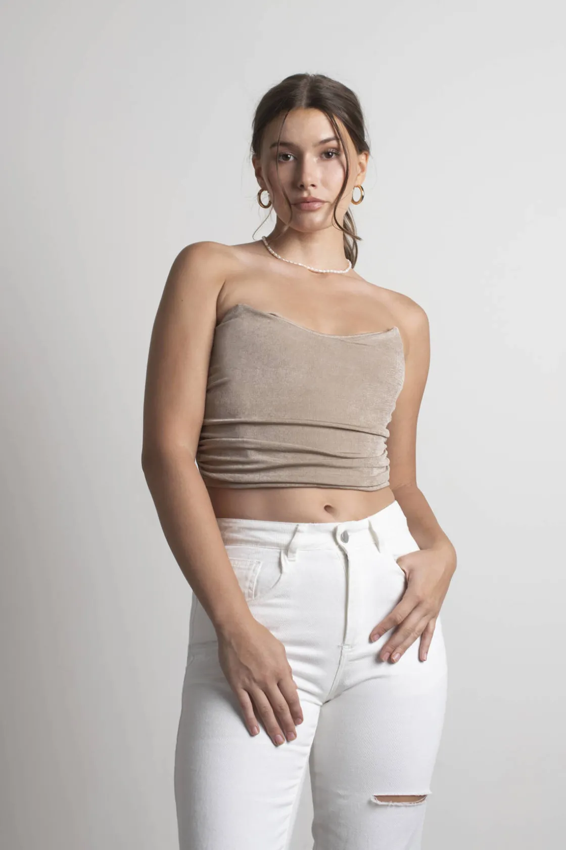 Tobi Good Girl Bad Girl Corset Top - Mocha
