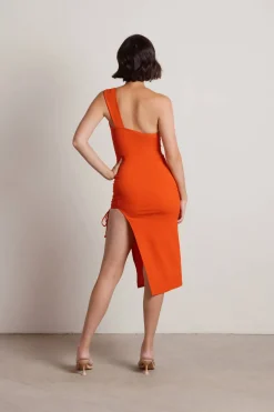 Tobi Gotta Find Me One Shoulder High Slit Midi Dress - Cobalt Blue