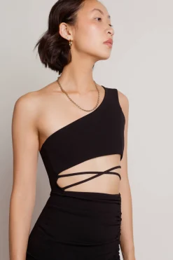 Tobi Gotta Find Me One Shoulder High Slit Midi Dress - Cobalt Blue