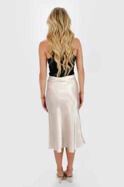 Tobi Gracey Satin Midi Skirt - Champagne