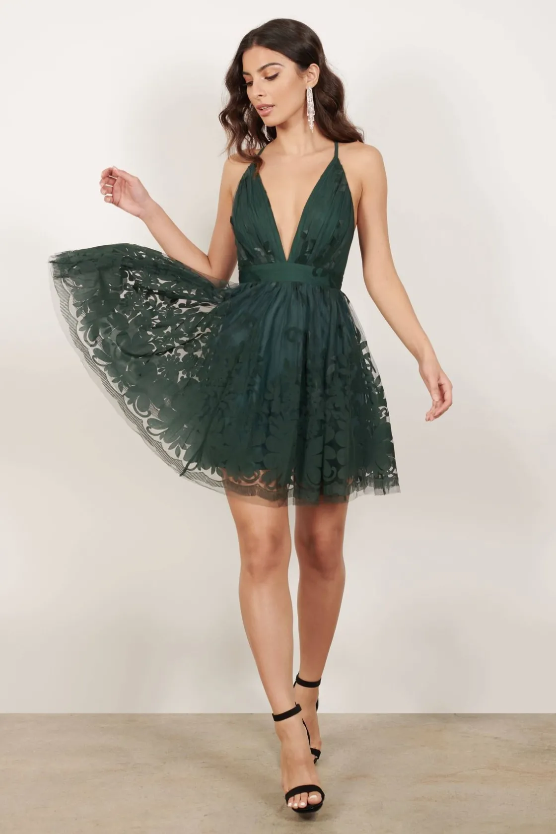 Tobi Grateful For My Ex Plunging Skater Mini Dress - Black