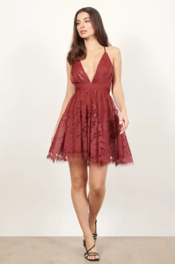 Tobi Grateful For My Ex Plunging Skater Mini Dress - Black