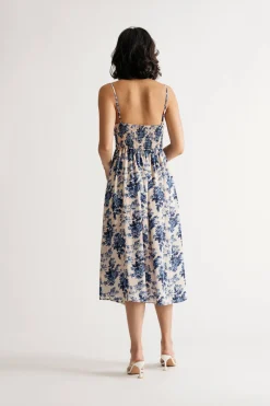 Tobi Guinevere Floral Satin Ruched Midi Dress