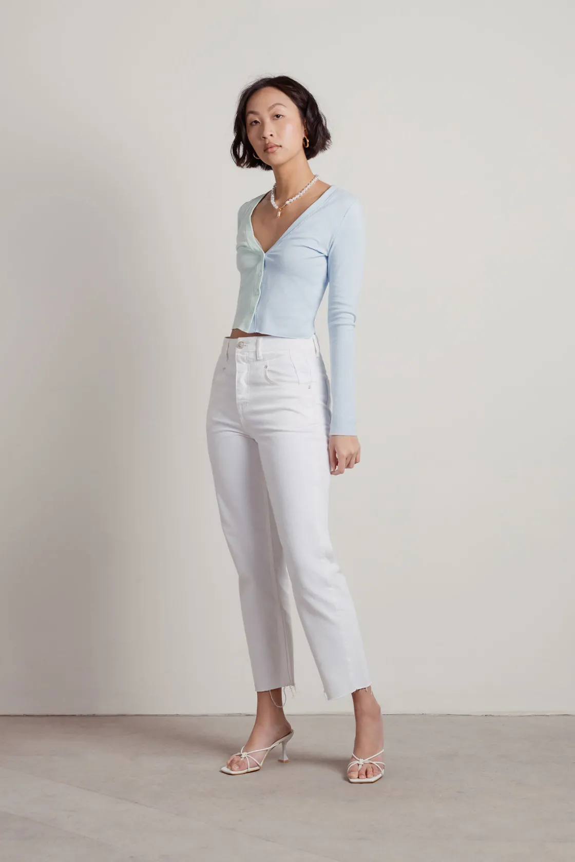 Tobi Half And Half Crop Cardigan -