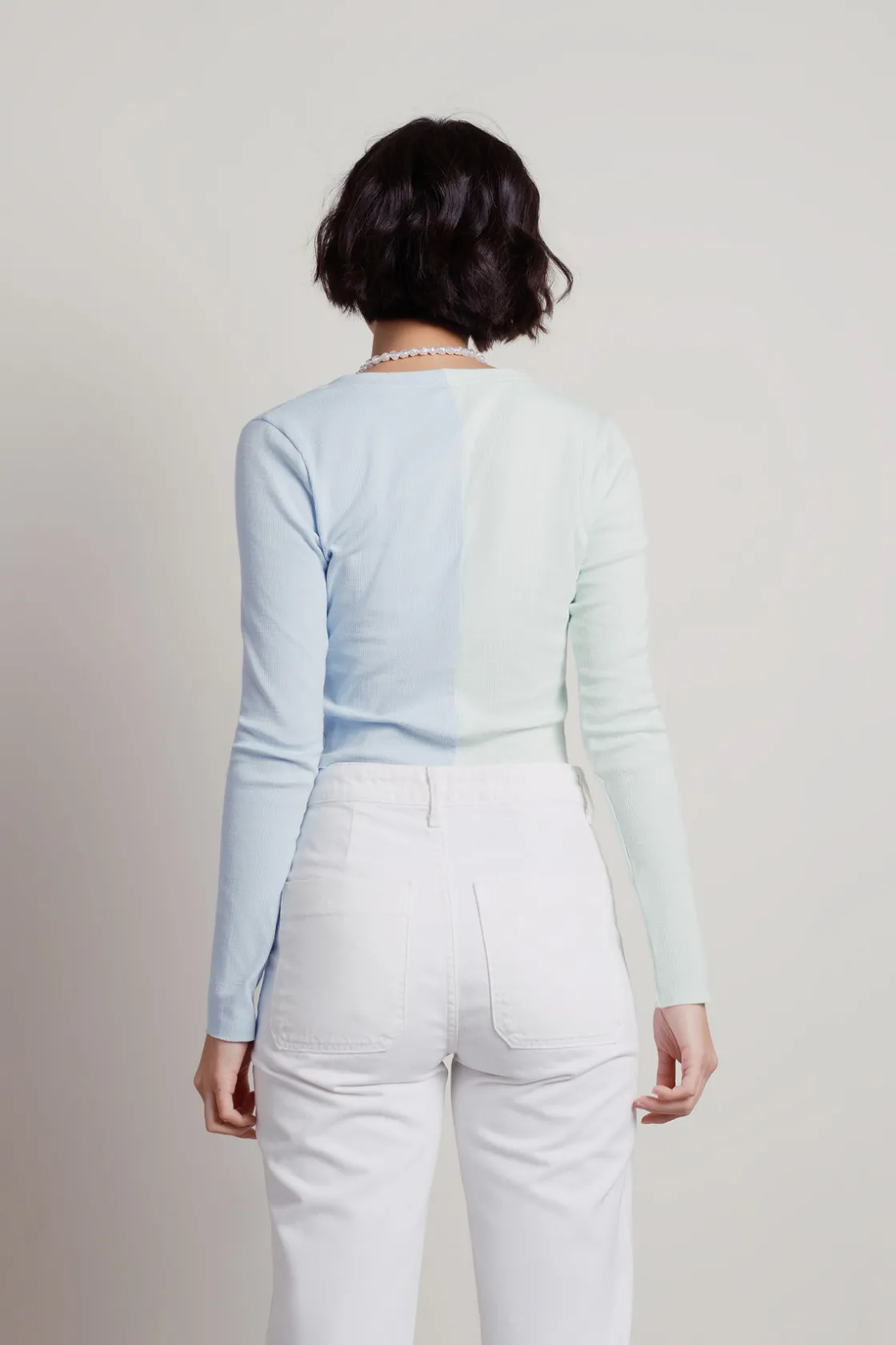 Tobi Half And Half Crop Cardigan -