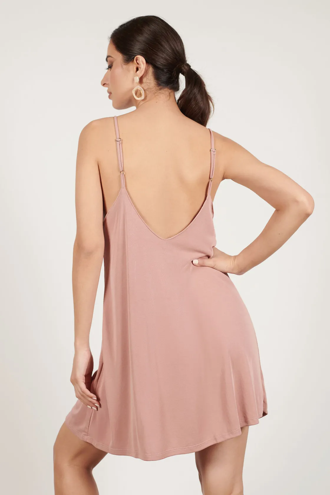 Tobi Halsey Strappy Deep V Mini Dress -