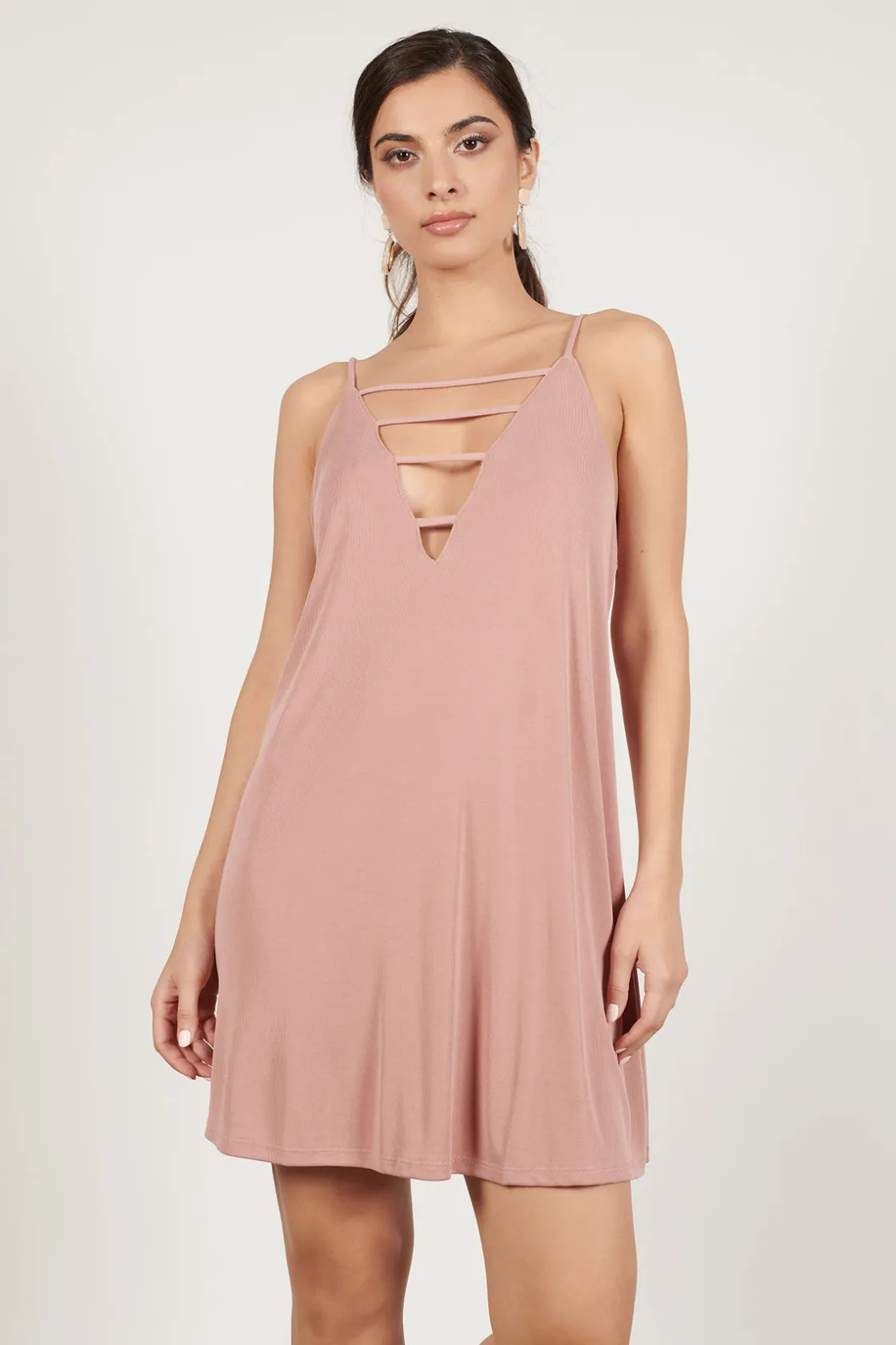 Tobi Halsey Strappy Deep V Mini Dress -