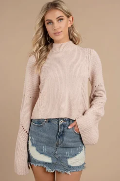 Tobi Handle With Flare Turtleneck Sweater - Rose