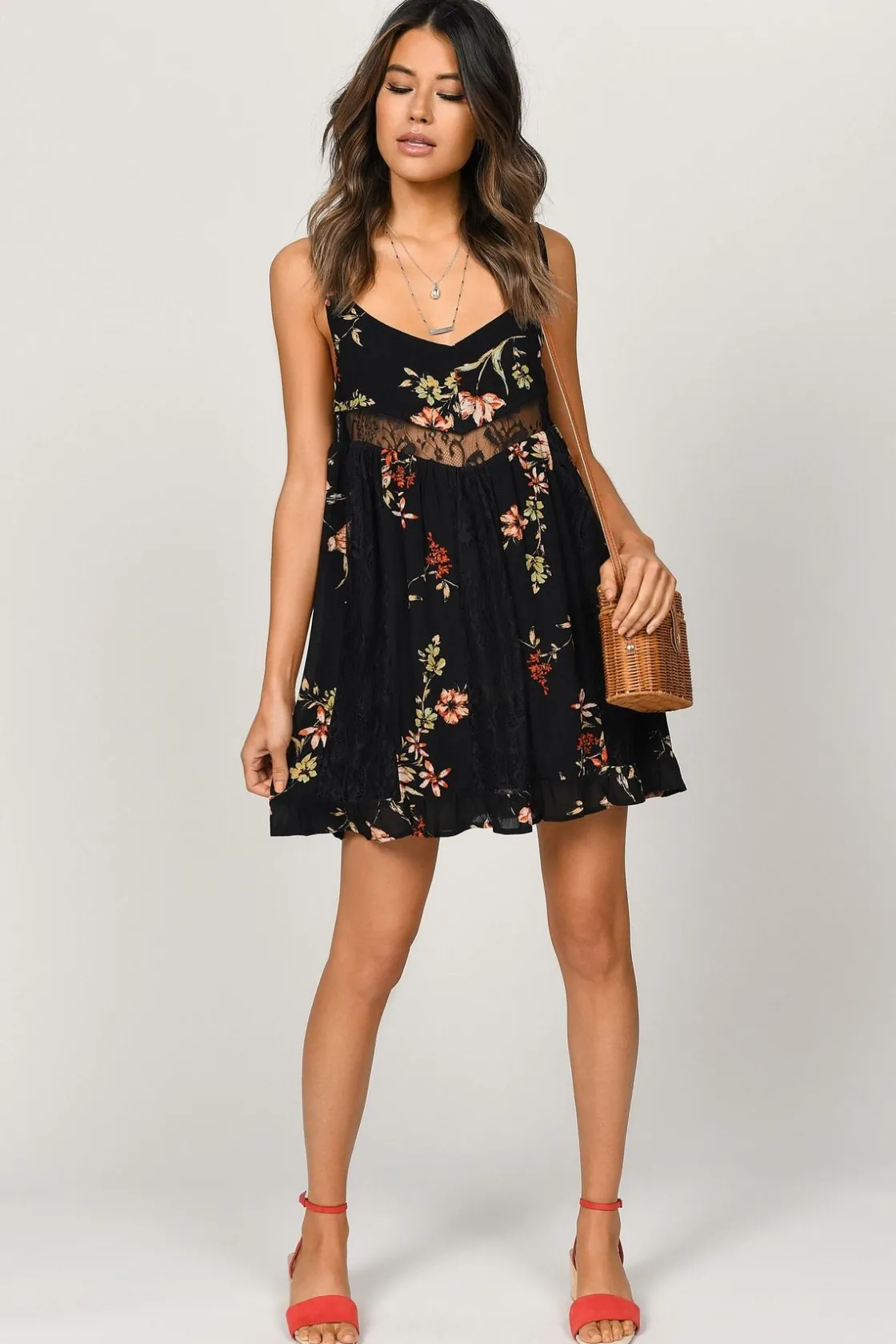 Tobi Hannah Black Floral Print Dress