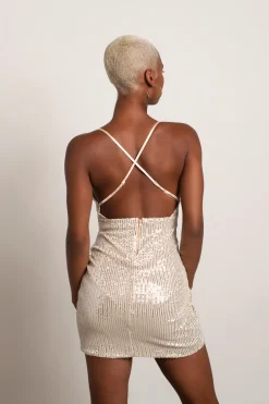 Tobi Happy Now Sequin Cross Back Mini Dress -