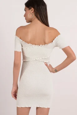 Tobi Harlow Off The Shoulder Smocked Mini Dress -