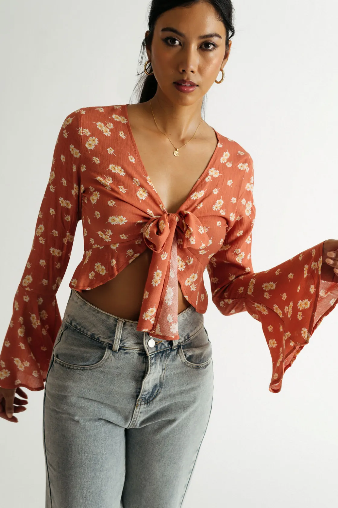 Tobi Harper Crop Top - Red Brown