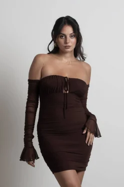 Tobi Have Fun Off The Shoulder Bodycon Mini Dress -