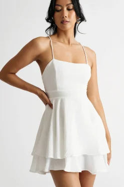 Tobi Heart Of Gold Lace Up Skater Mini Dress