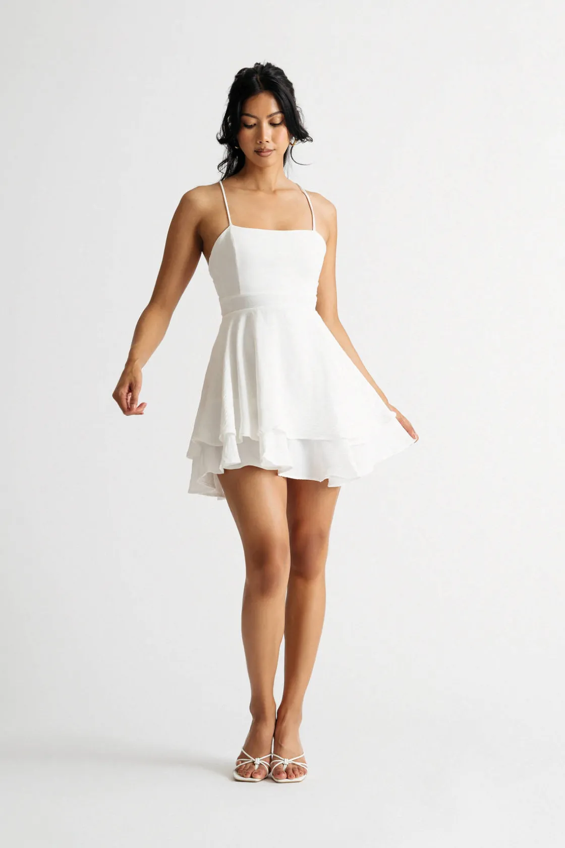 Tobi Heart Of Gold Lace Up Skater Mini Dress