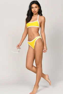 Tobi Heather Two-Tone Bikini Bottom - Red And Pink