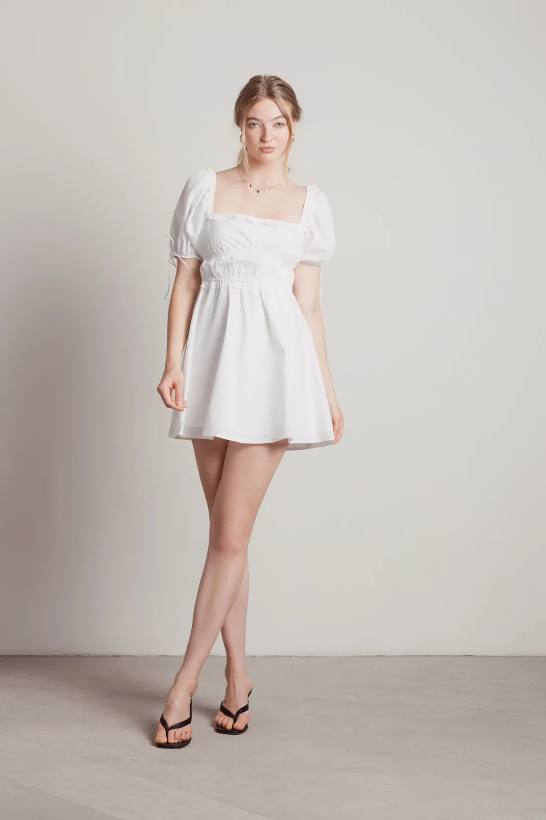 Tobi Heavenly Puff Sleeve Skater Mini Dress -