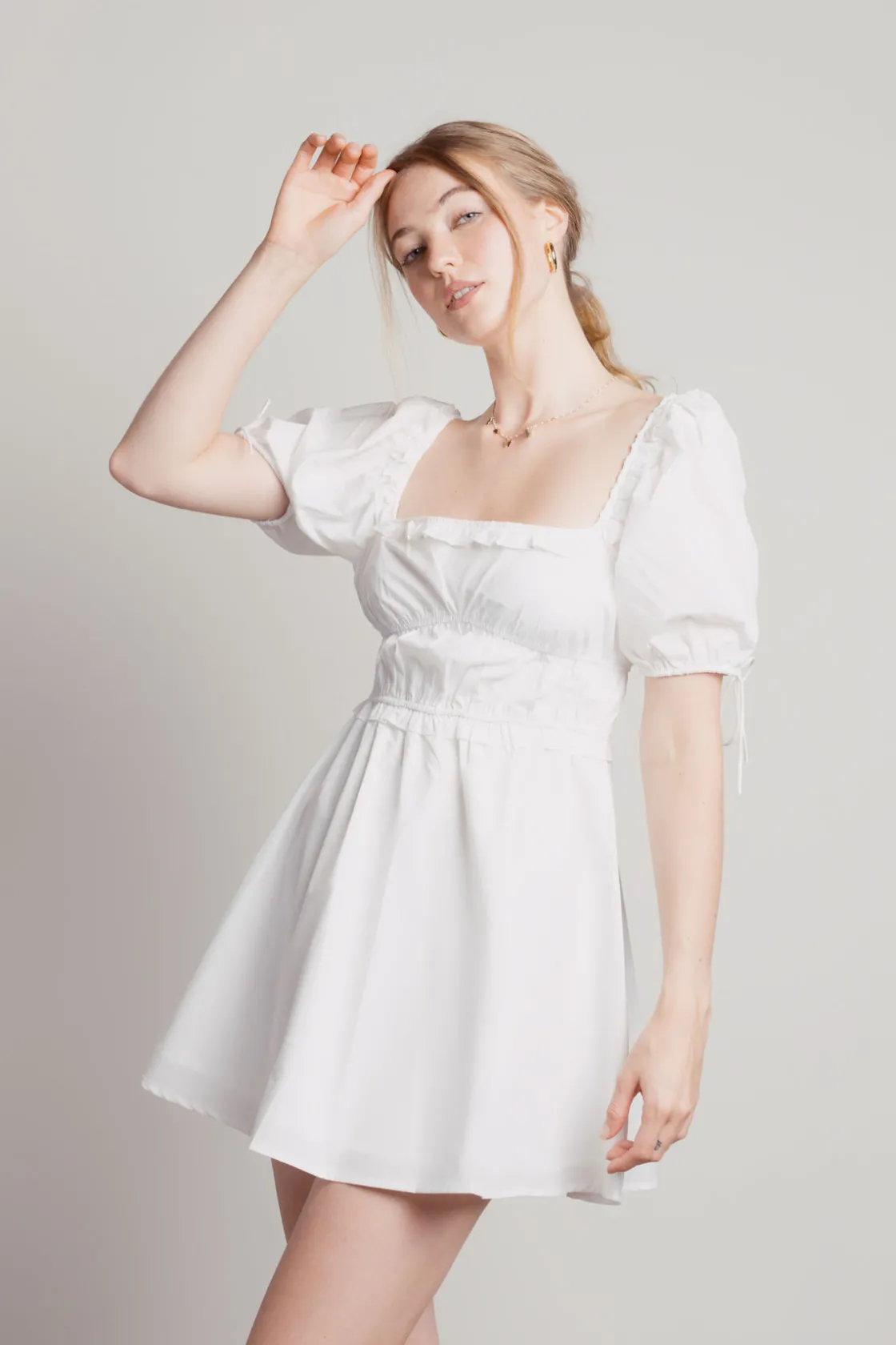 Tobi Heavenly Puff Sleeve Skater Mini Dress -
