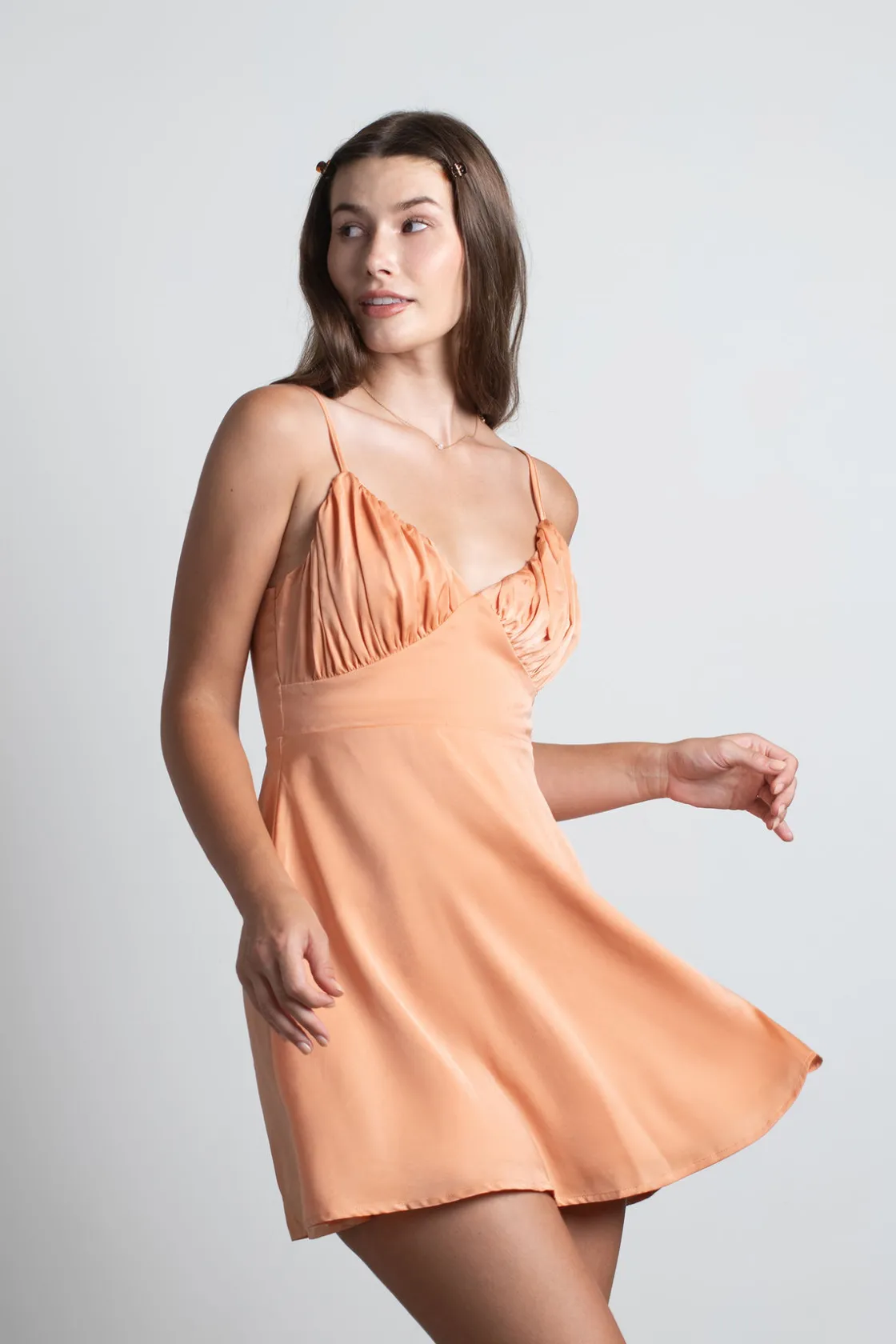 Tobi Heavenly Touch Satin Ruched Mini Dress - Icy Blue