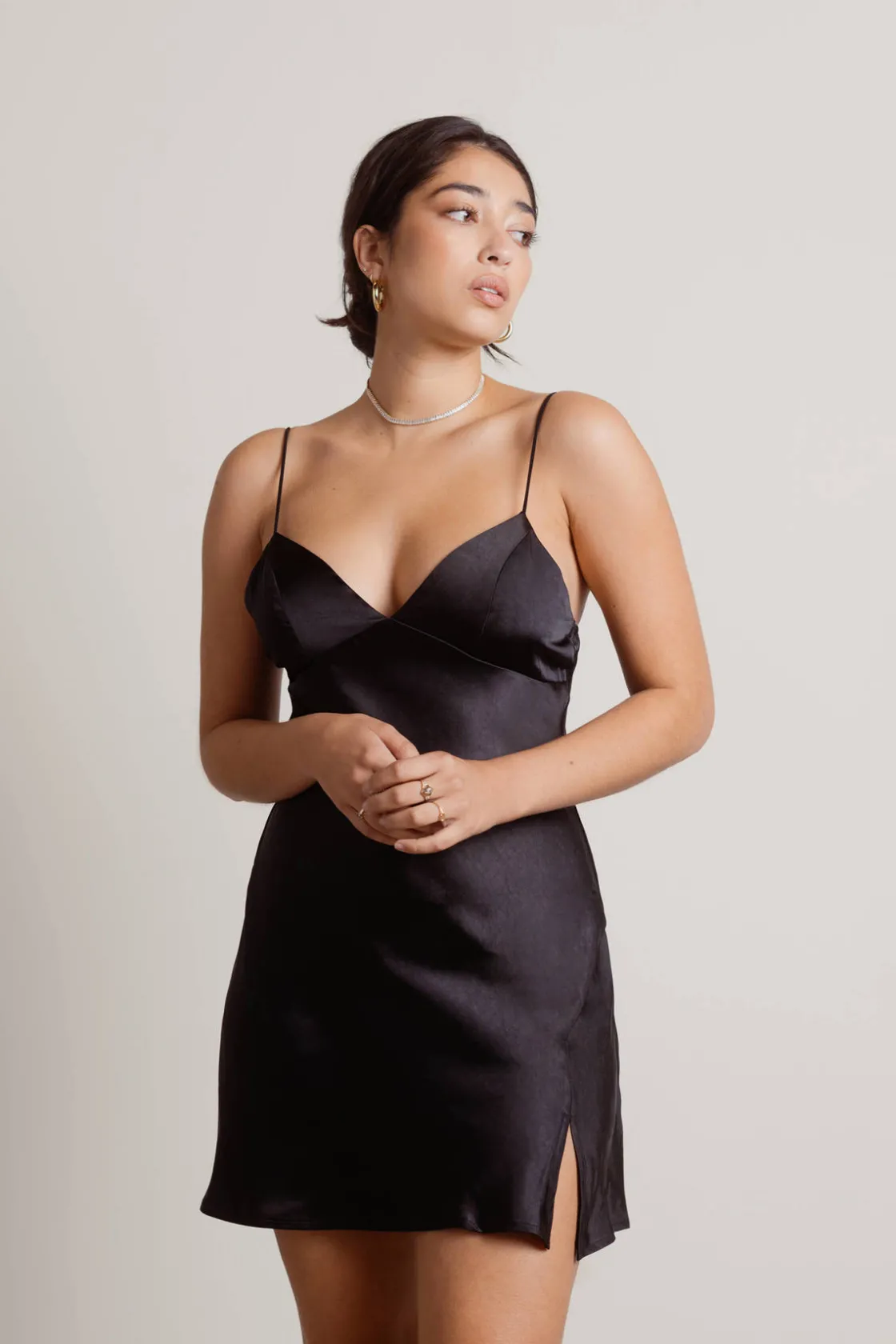 Tobi Here For You Cami Slip Mini Dress - Black