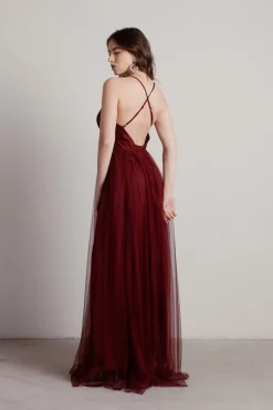 Tobi Here To Slay Plunging High Slit Maxi Dress - White