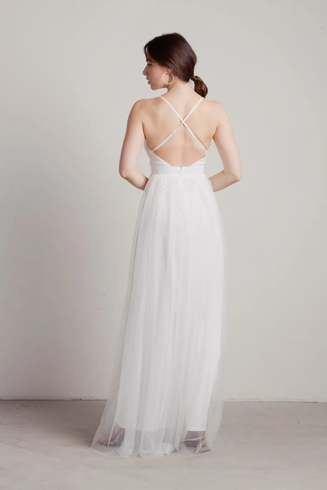 Tobi Here To Slay Plunging High Slit Maxi Dress - White