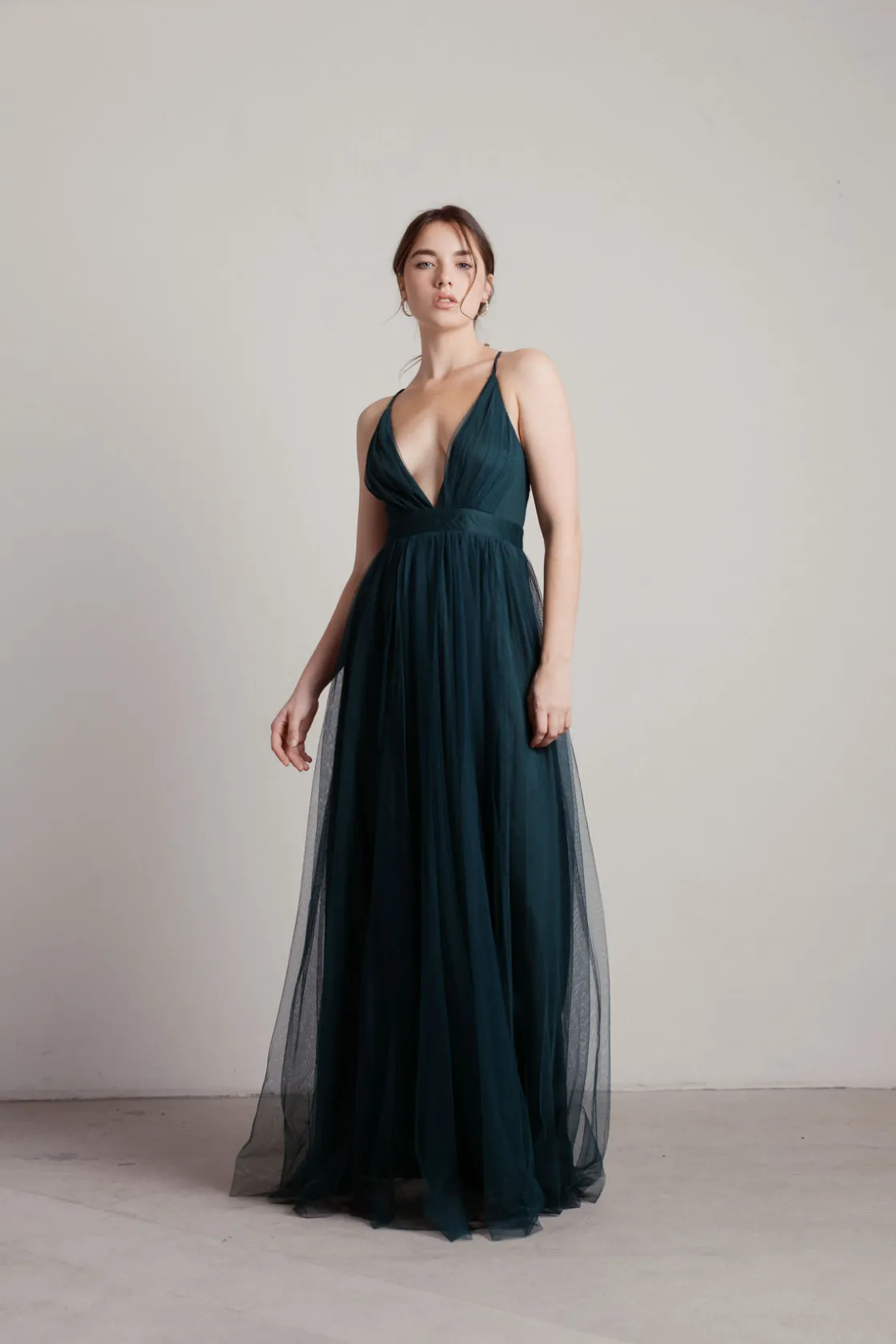 Tobi Here To Slay Plunging High Slit Maxi Dress - White