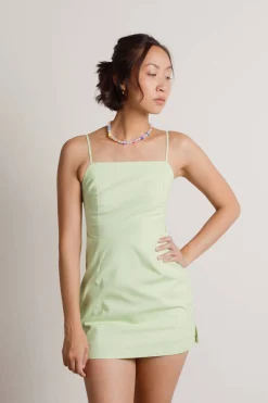 Tobi Hermione Open Back A-Line Mini Dress - Green