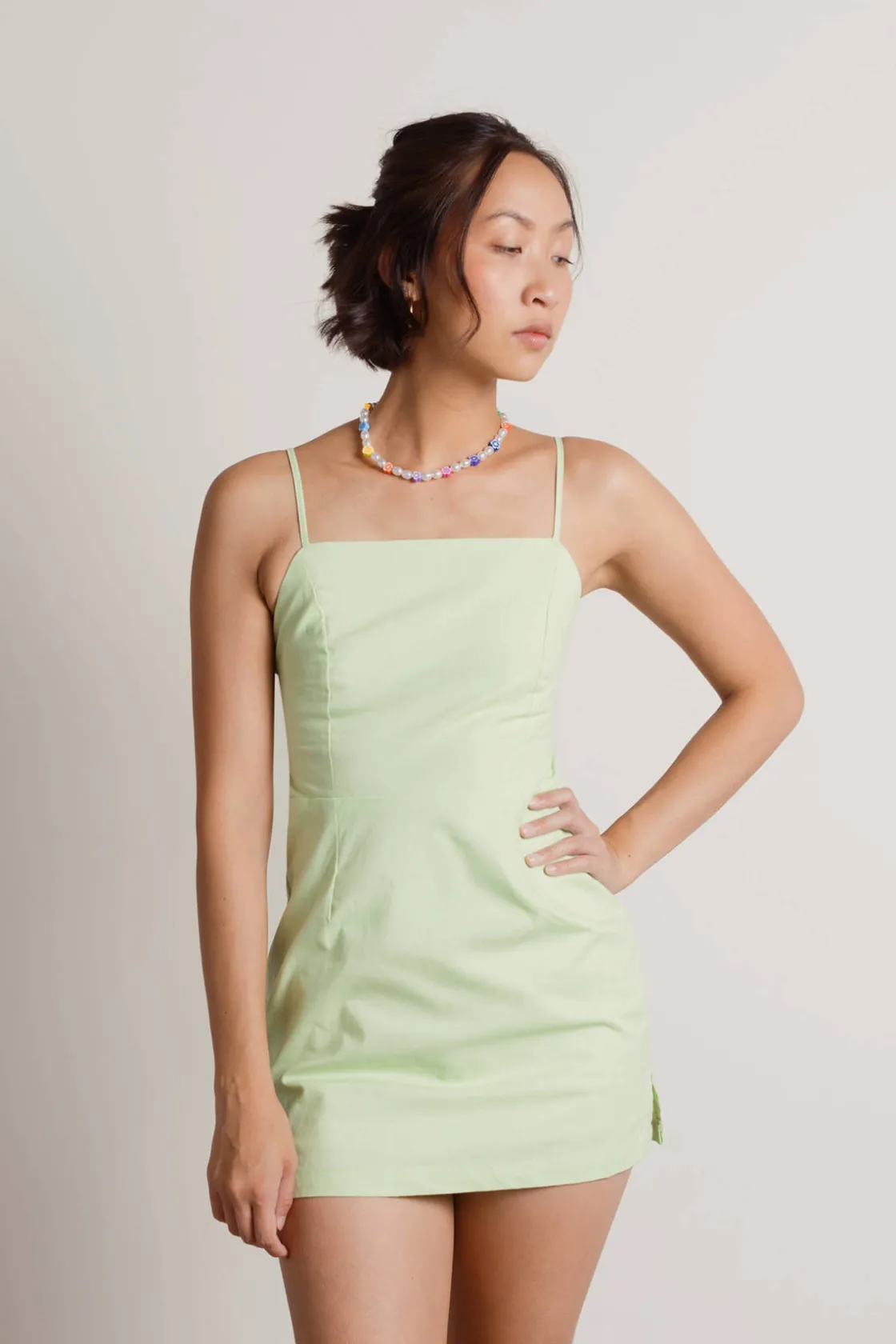 Tobi Hermione Open Back A-Line Mini Dress - Green