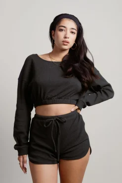 Tobi Hey There Knit Top And Short Lounge Set - Ecru