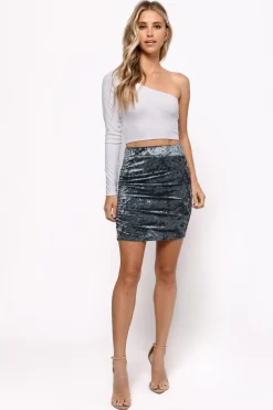 Tobi Higher Ground Velvet Mini Skirt - Teal