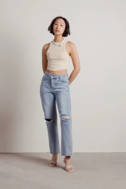 Tobi Holmby Hills Distressed Jeans - Distressed Light Wash