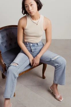 Tobi Holmby Hills Distressed Jeans - Distressed Light Wash