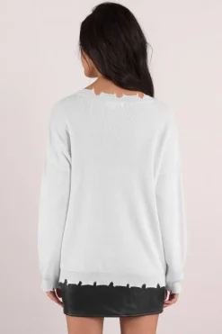 Tobi Honey Punch Sandy Distressed Sweater -