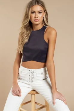Tobi Horizon Racer Crop Top - Black