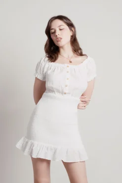 Tobi Hours Later Ruffle Smocked Mini Dress -