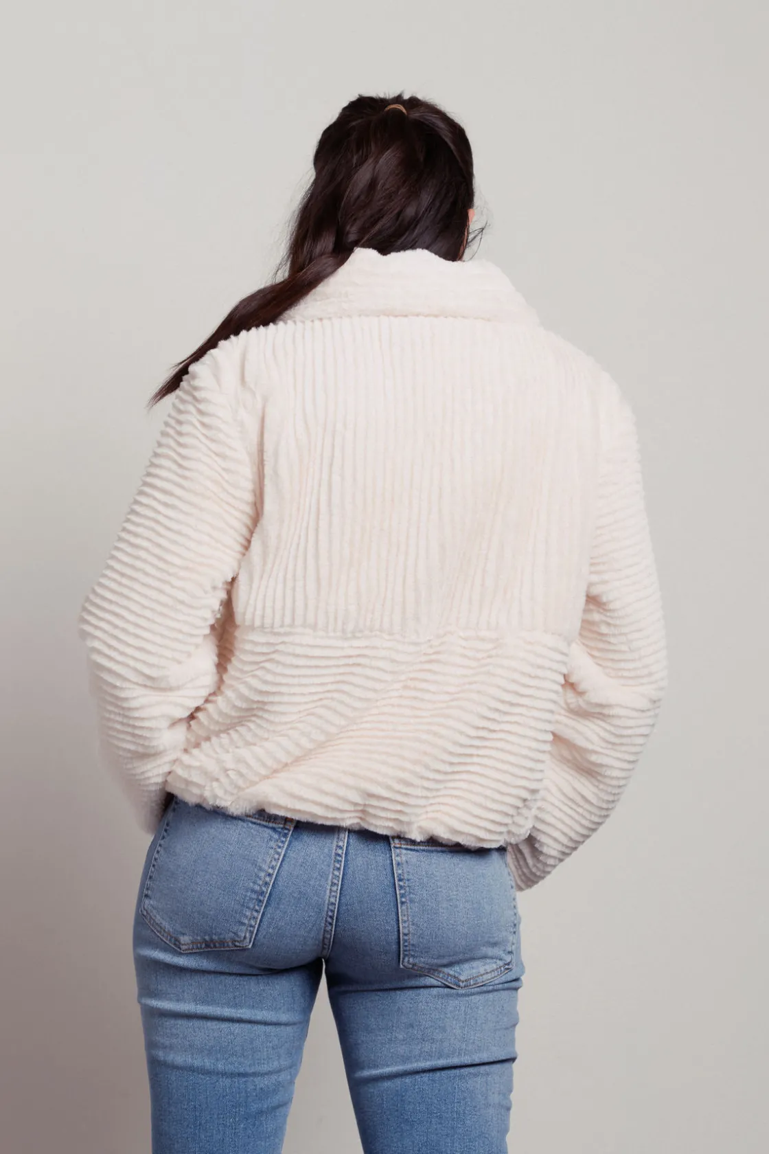 Tobi How Sheepish Textured Faux Fur Jacket Faux Fur Jacket -