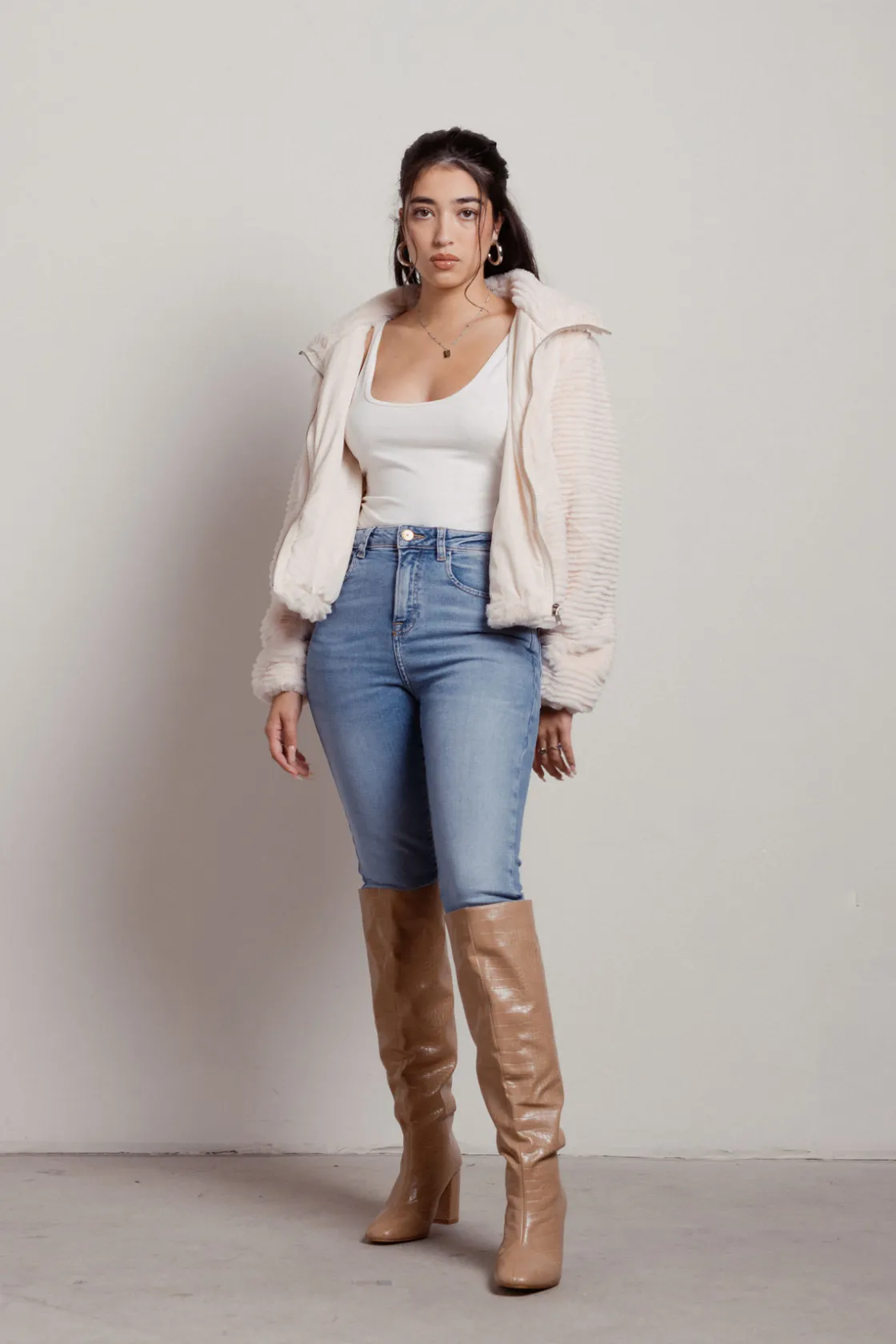Tobi How Sheepish Textured Faux Fur Jacket Faux Fur Jacket -