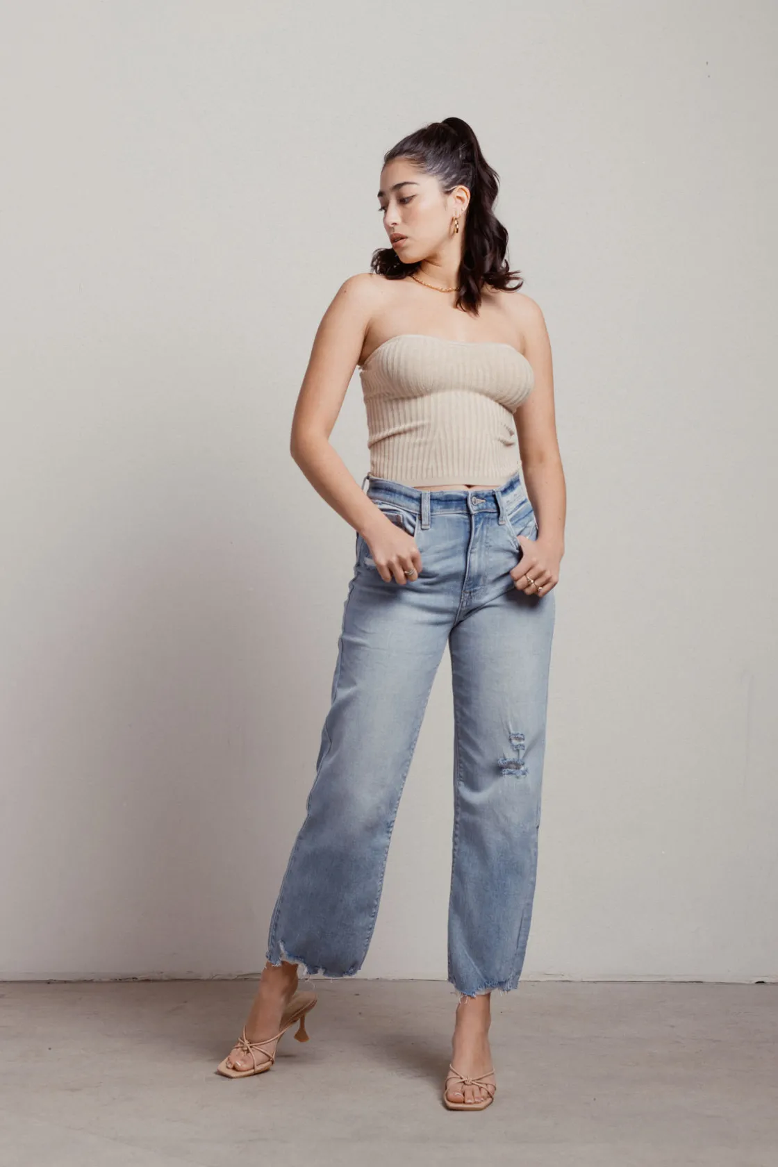 Tobi Huy Tube Top - Beige