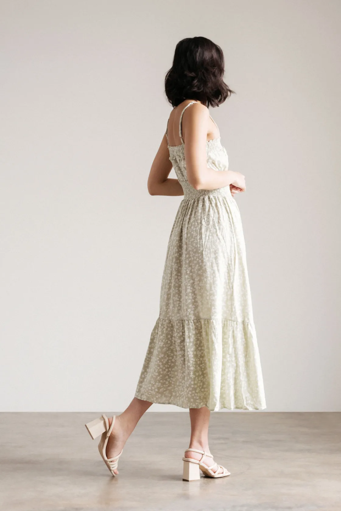 Tobi Hypnotize Me Floral Tiered Midi Dress -