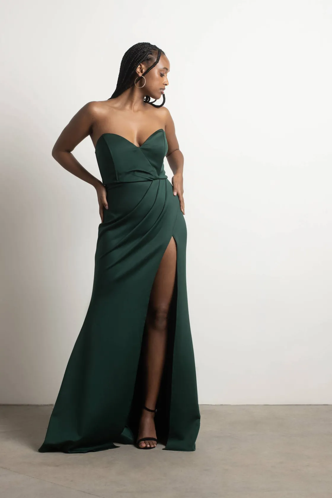 Tobi In A Dream Sweetheart High Slit Maxi Dress - Emerald