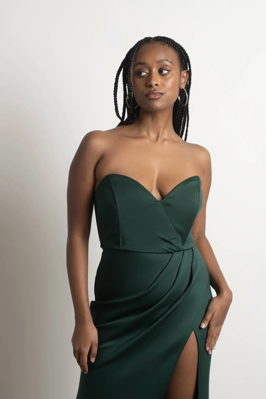 Tobi In A Dream Sweetheart High Slit Maxi Dress - Emerald