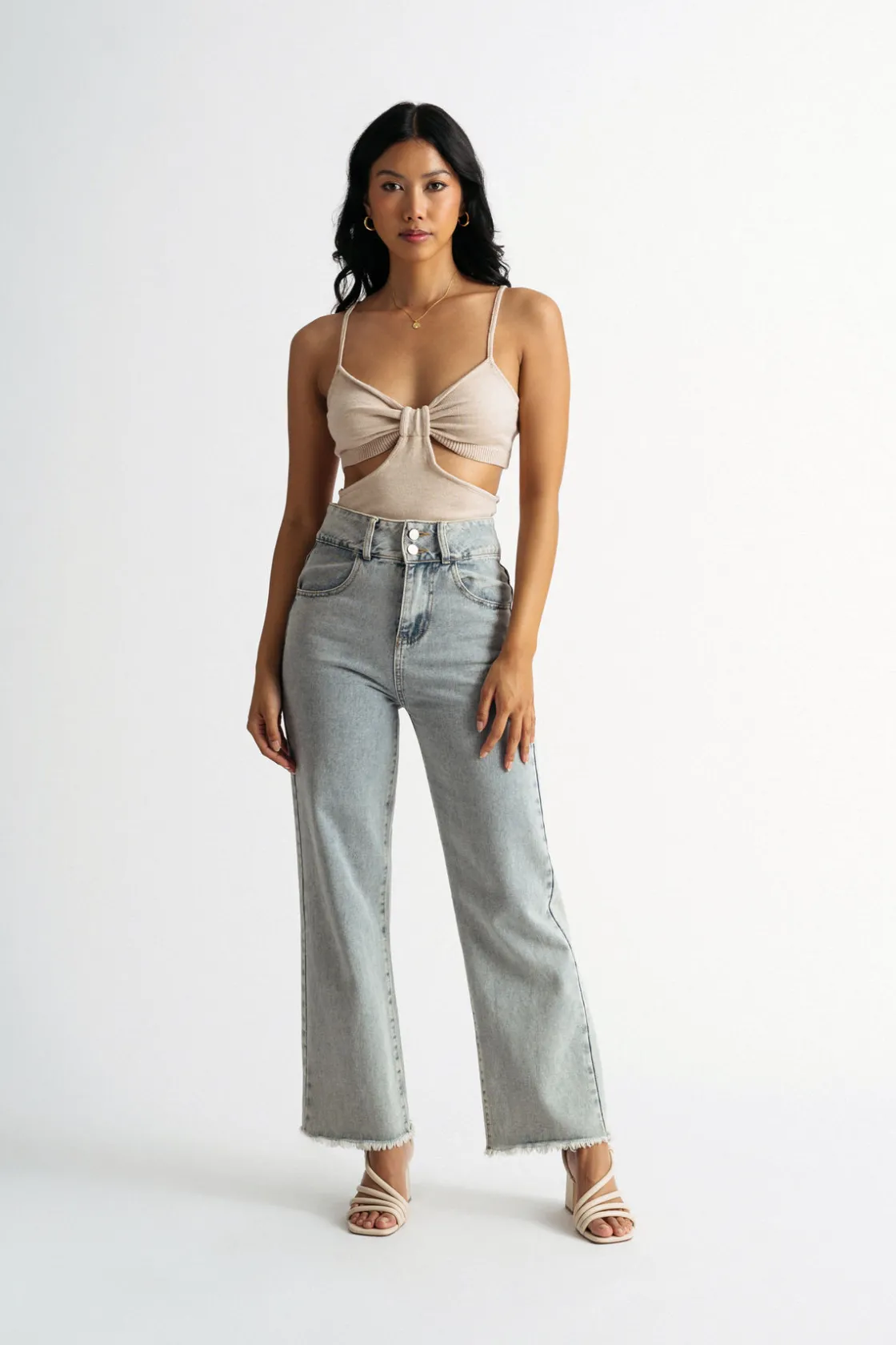 Tobi In A Mood Cutout Top - Beige