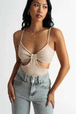 Tobi In A Mood Cutout Top - Beige