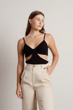 Tobi In A Mood Cutout Top - Beige
