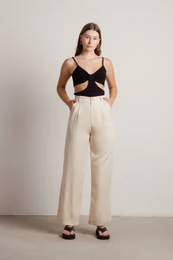 Tobi In A Mood Cutout Top - Beige