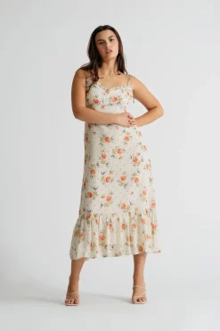 Tobi In Bloom Floral Ruffle Midi Dress -