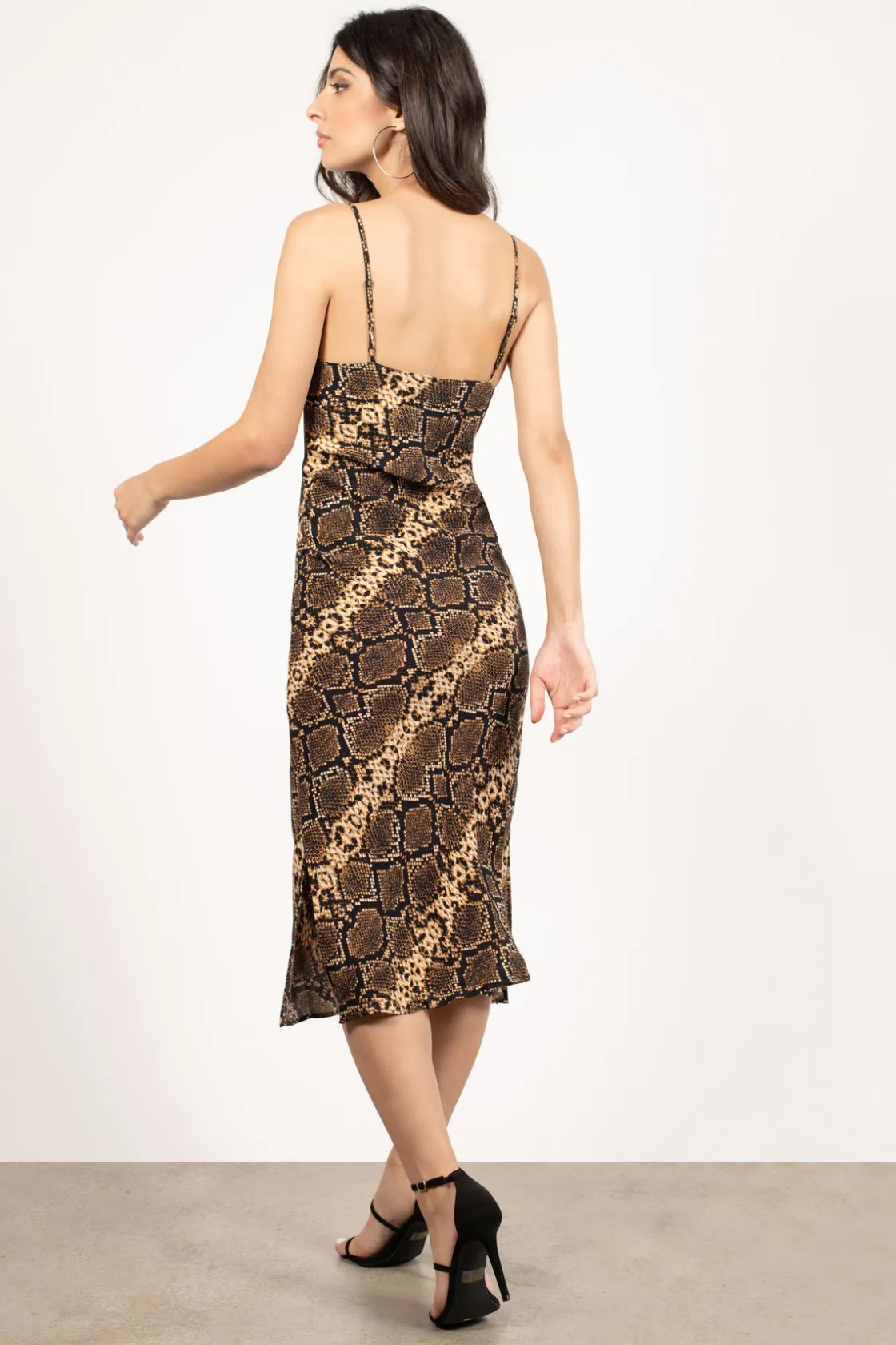 Tobi In The Shadows Snake Print Cami Midi Dress -
