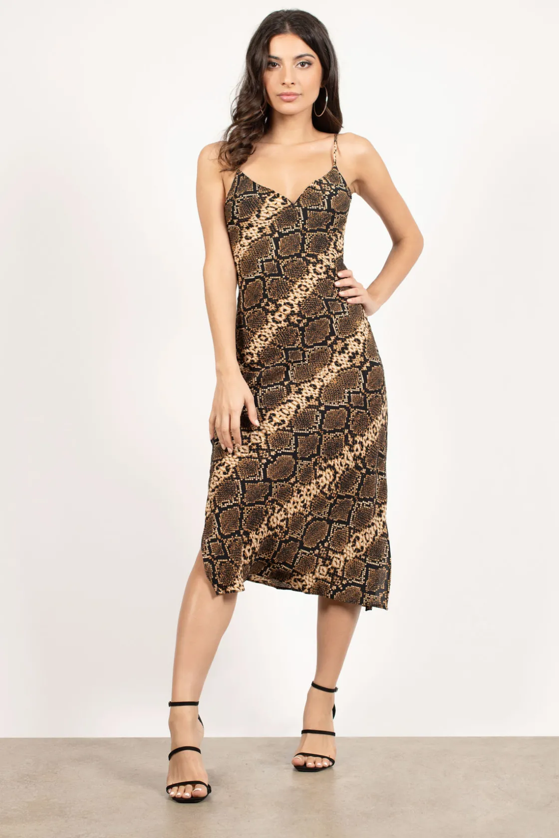 Tobi In The Shadows Snake Print Cami Midi Dress -